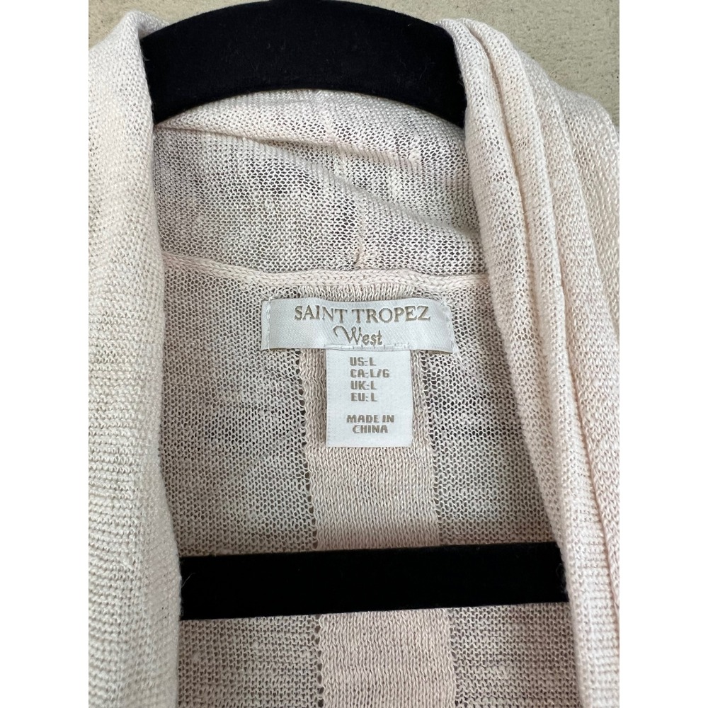 Saint Tropez West Cream 100% Linen Sleeveless Open Front Longline Vest Large NWT - Picture 3 of 6